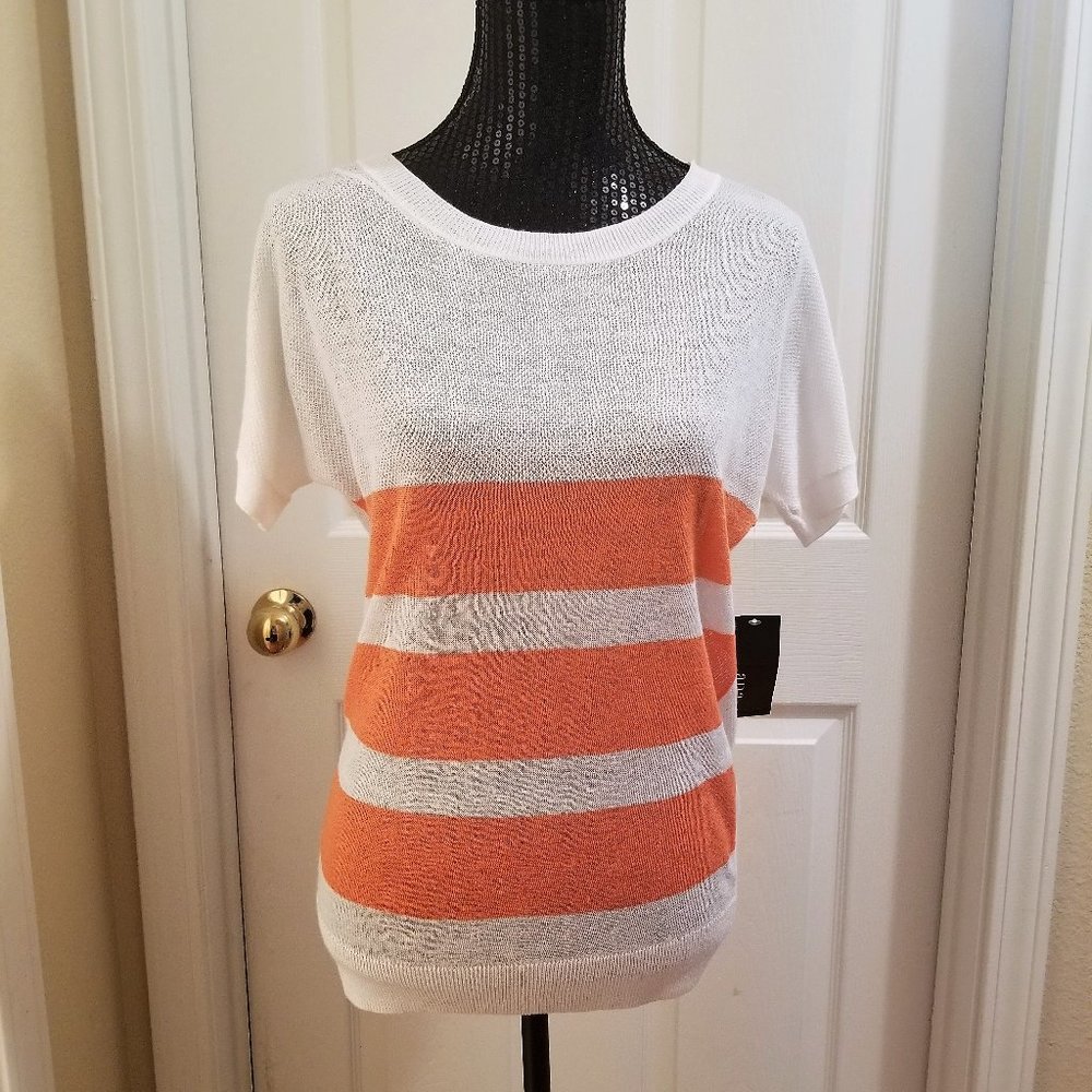 A.N.A white and orange light weight sweater